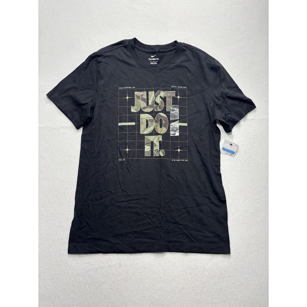Nike Shirt Mens Medium Black Just Do It Camo Graphic Short Sleeve Tee Sports